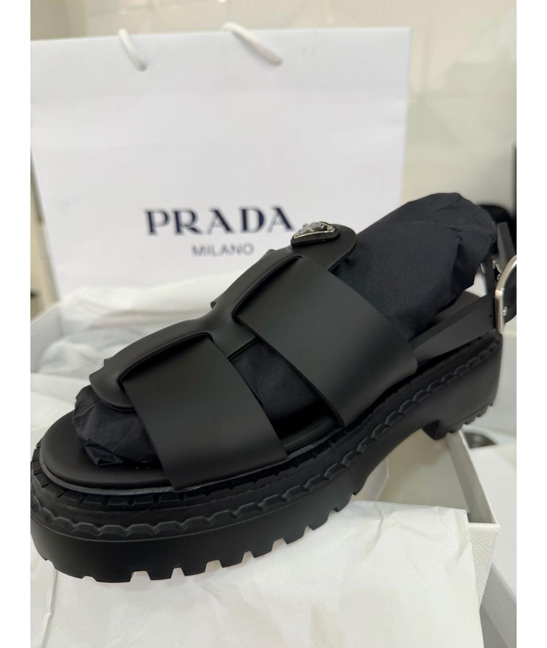 PRADA Черные кожаные сандалии, фото 5