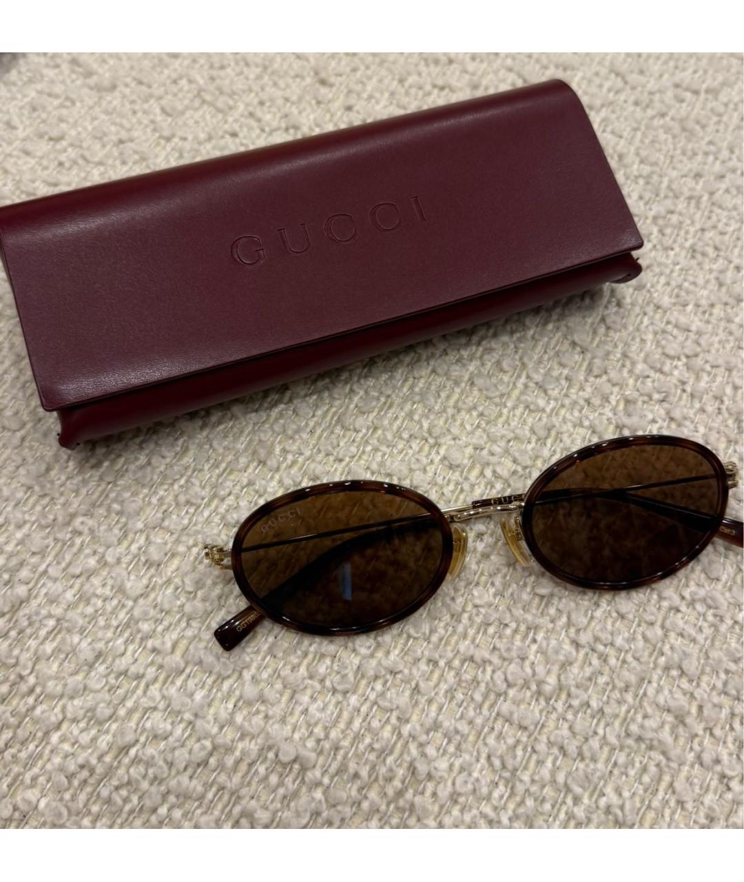 GUCCI Коричневые пластиковые солнцезащитные очки, фото 2