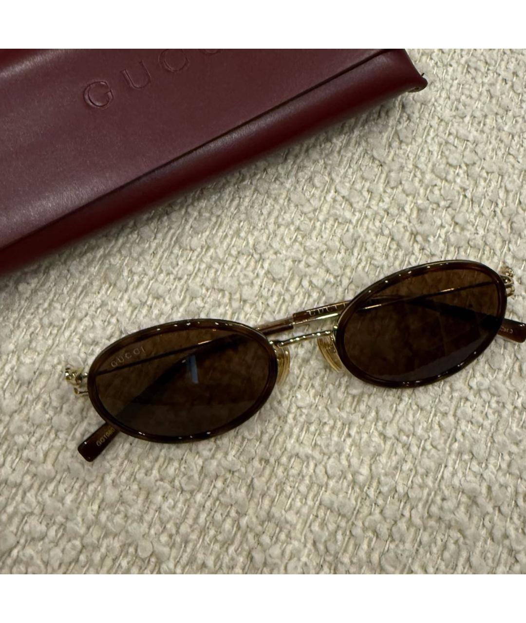 GUCCI Коричневые пластиковые солнцезащитные очки, фото 3