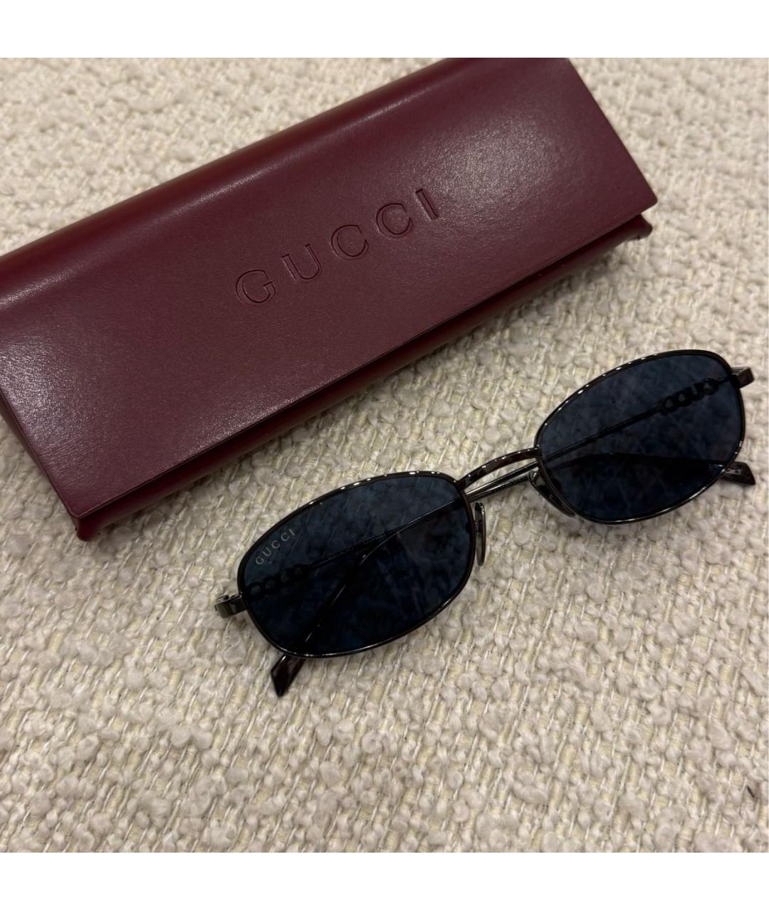 GUCCI Черные металлические солнцезащитные очки, фото 2
