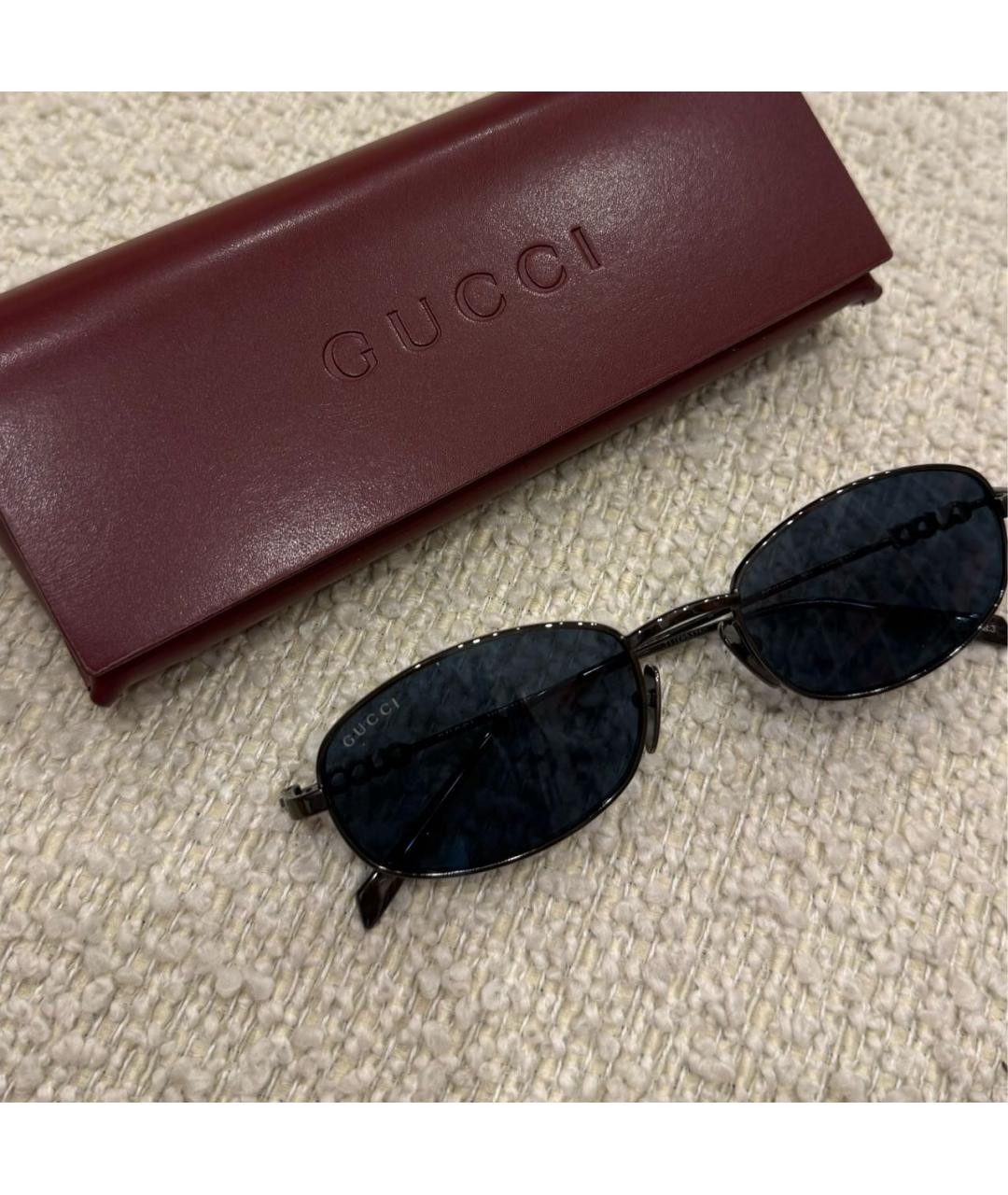 GUCCI Черные металлические солнцезащитные очки, фото 3