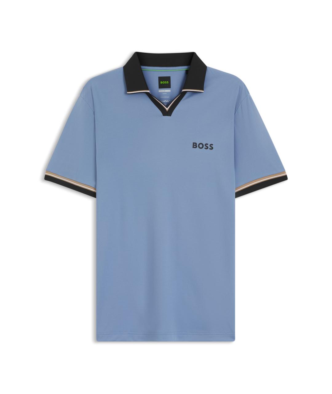 HUGO BOSS Голубое поло с коротким рукавом, фото 1