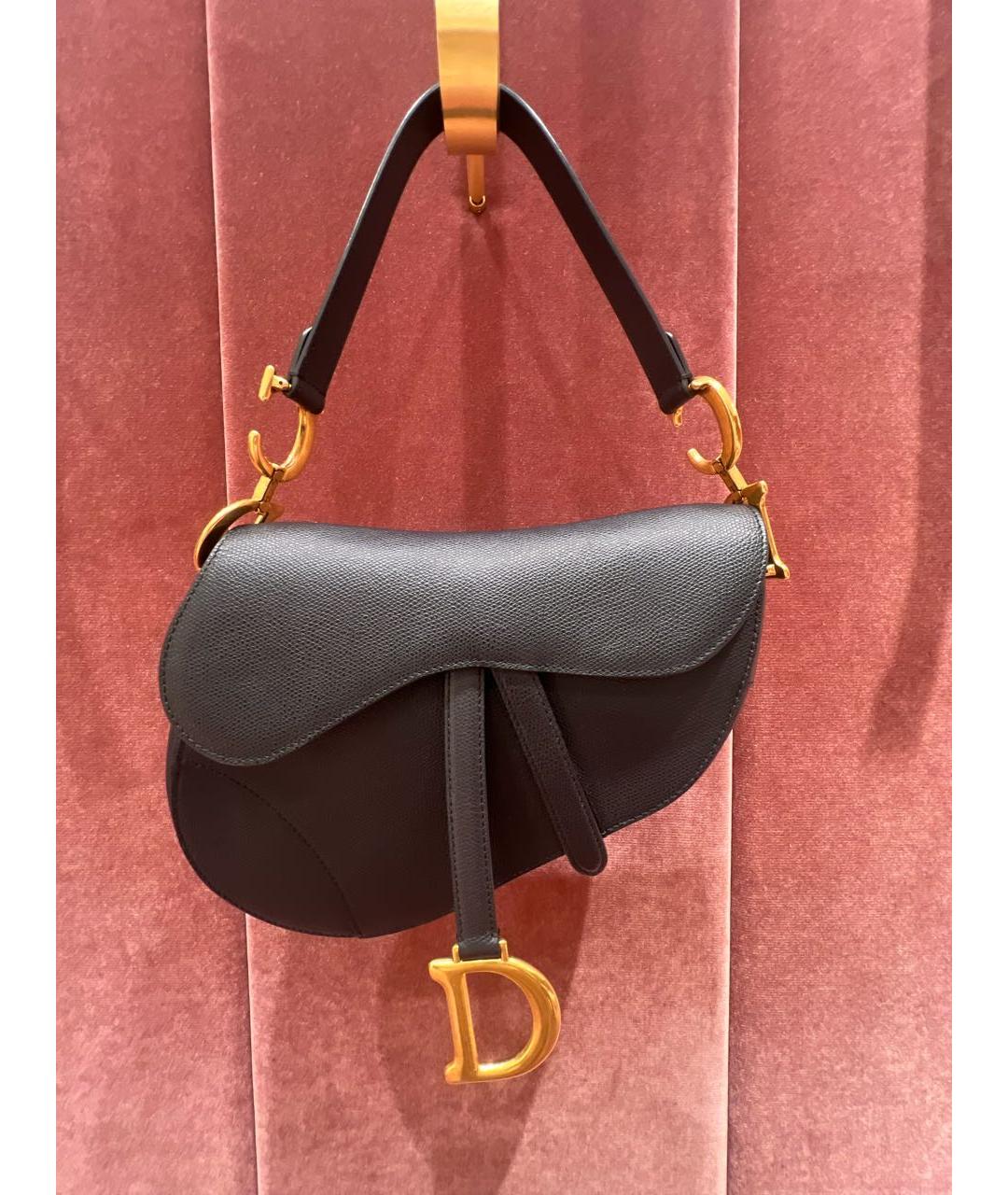 CHRISTIAN DIOR Черная кожаная сумка с короткими ручками, фото 5