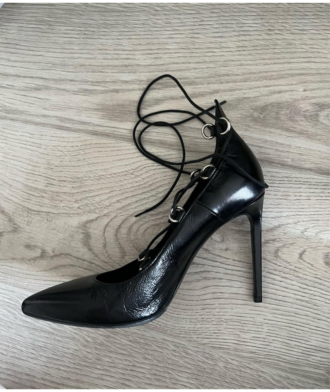 SAINT LAURENT Черные кожаные туфли, фото 6