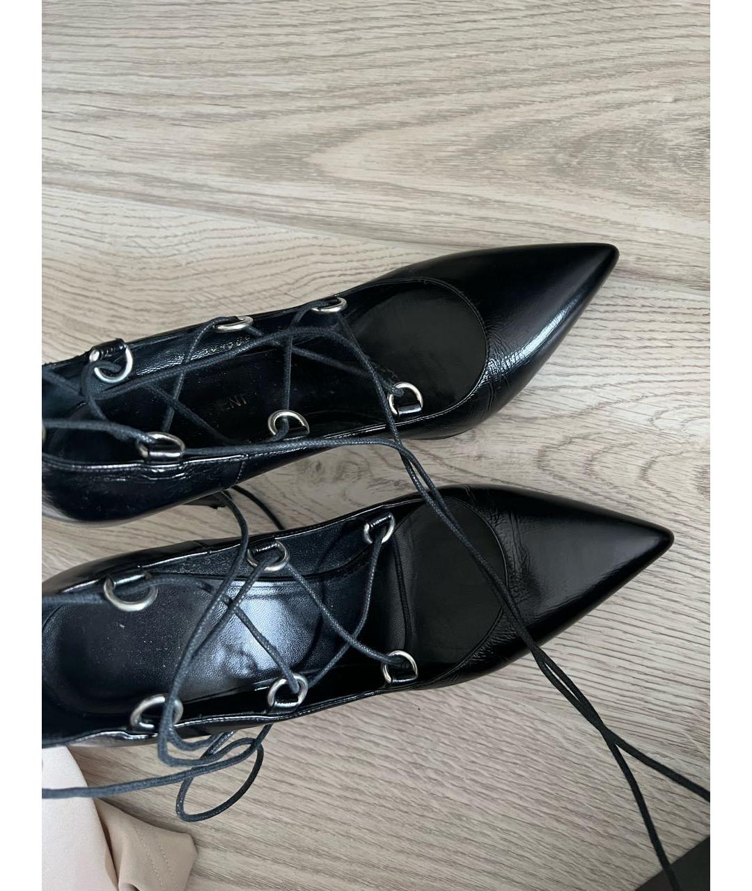 SAINT LAURENT Черные кожаные туфли, фото 2