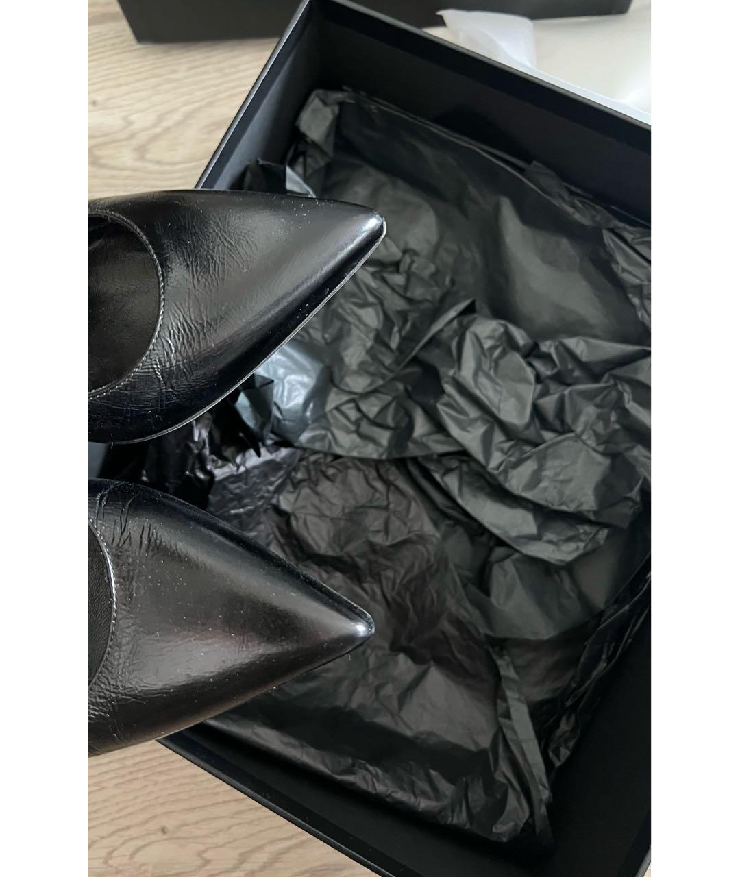 SAINT LAURENT Черные кожаные туфли, фото 4