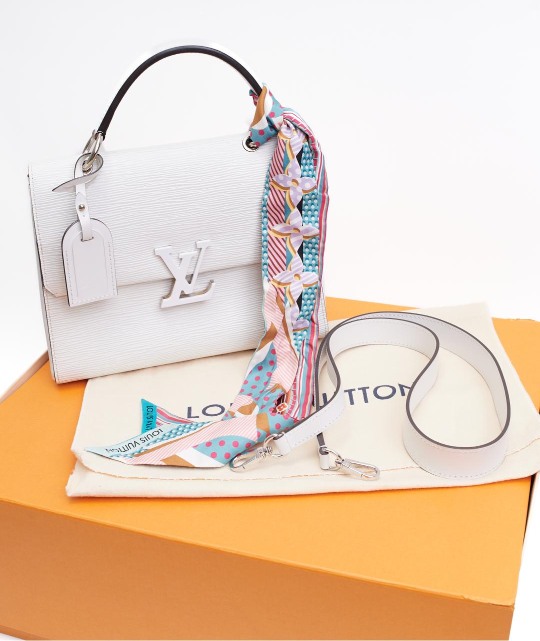 LOUIS VUITTON Белая кожаная сумка с короткими ручками, фото 8