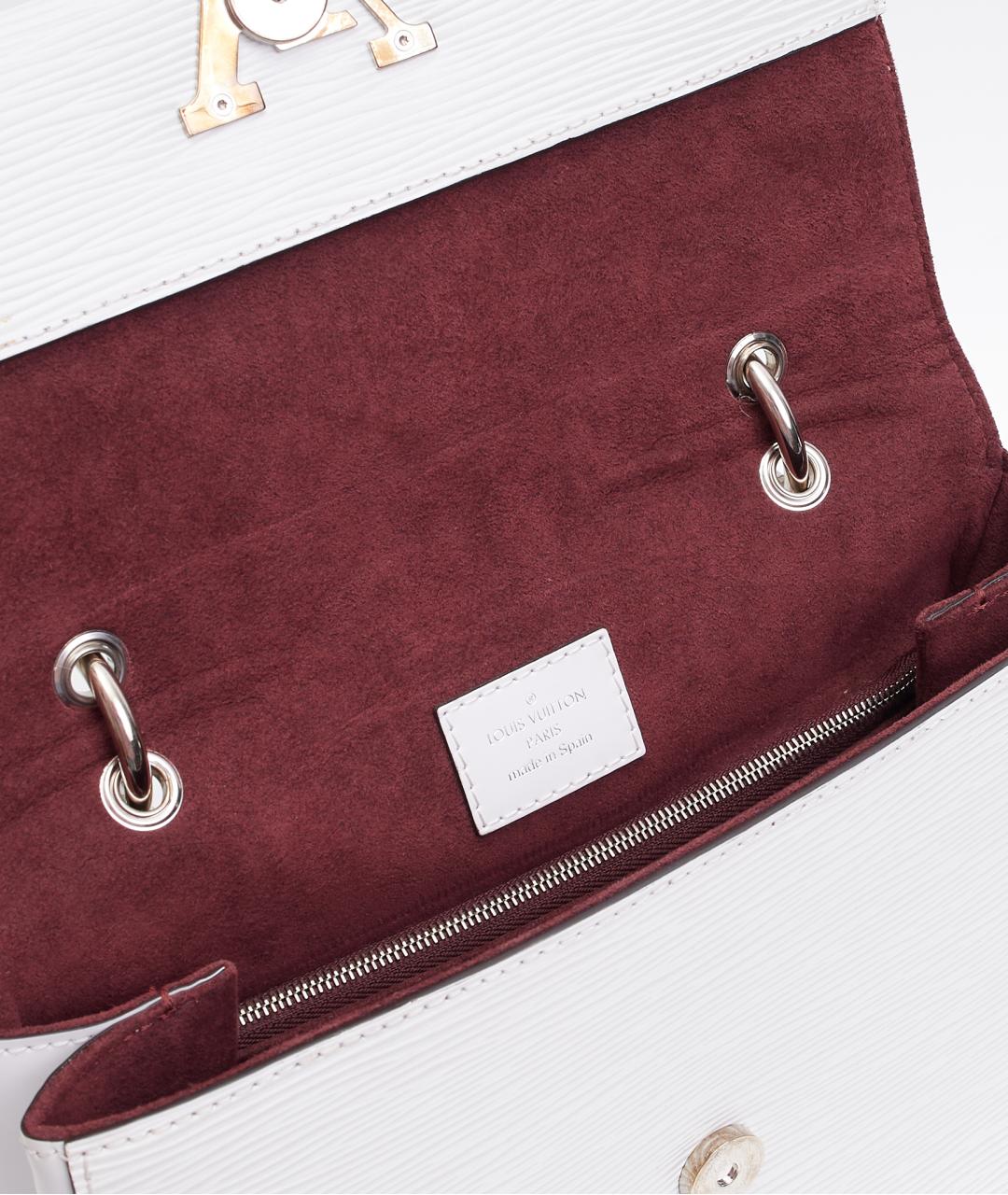 LOUIS VUITTON Белая кожаная сумка с короткими ручками, фото 6