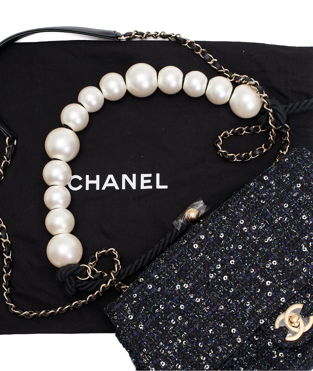 CHANEL Синяя твидовая сумка через плечо, фото 6