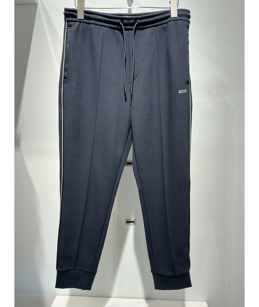 HUGO BOSS Синие хлопковые повседневные брюки, фото 4