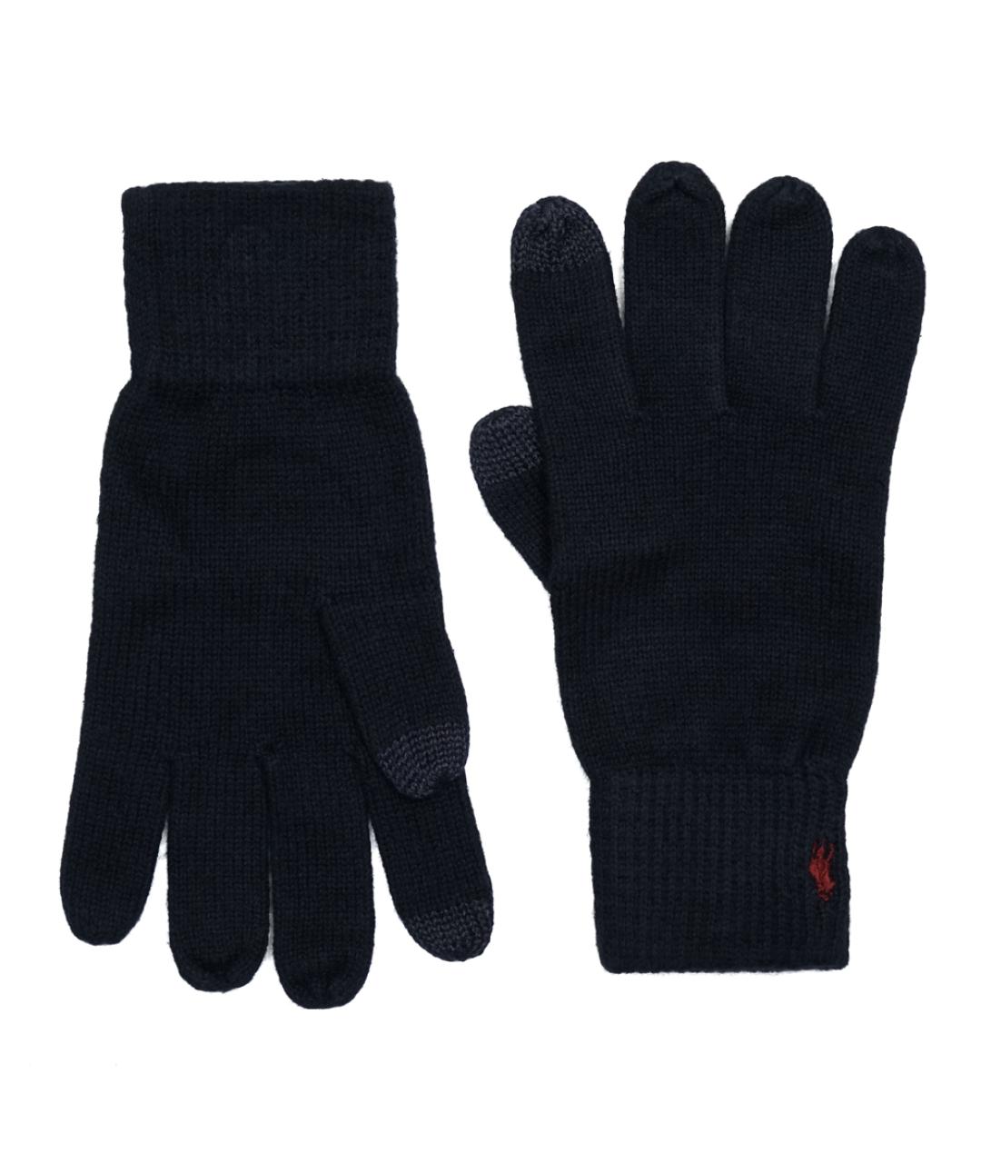 POLO RALPH LAUREN Темно-синие шерстяные перчатки, фото 1