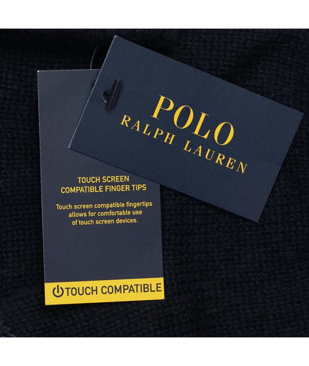 POLO RALPH LAUREN Темно-синие шерстяные перчатки, фото 3