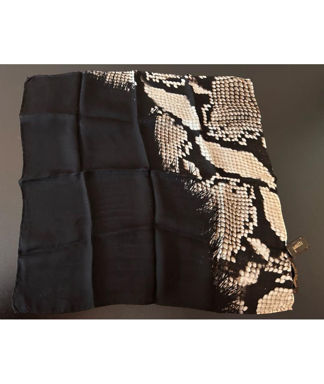 ROBERTO CAVALLI Черный шелковый платок, фото 4