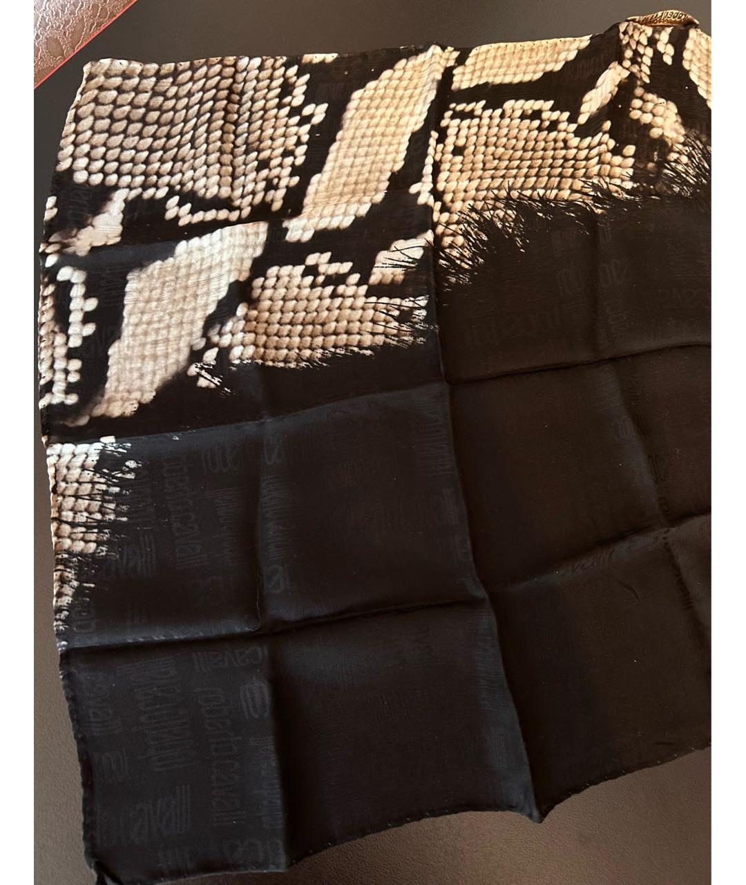 ROBERTO CAVALLI Черный шелковый платок, фото 2