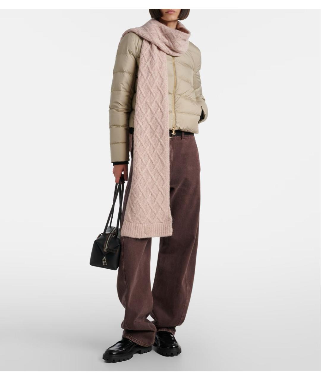 MONCLER Розовый шерстяной шарф, фото 7