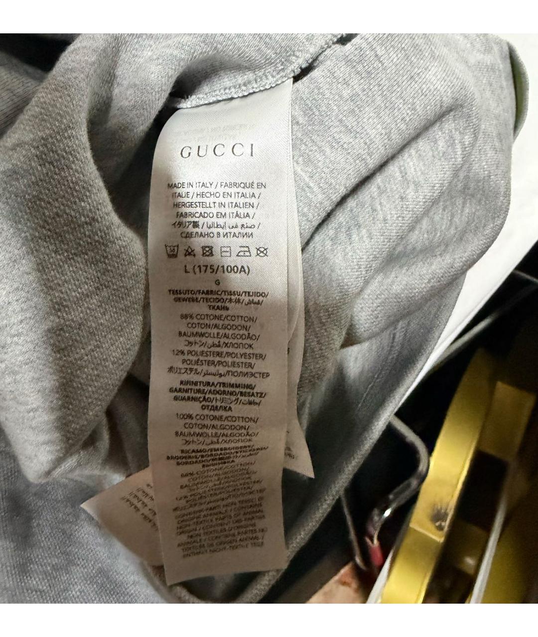 GUCCI Серое хлопковое поло с коротким рукавом, фото 4
