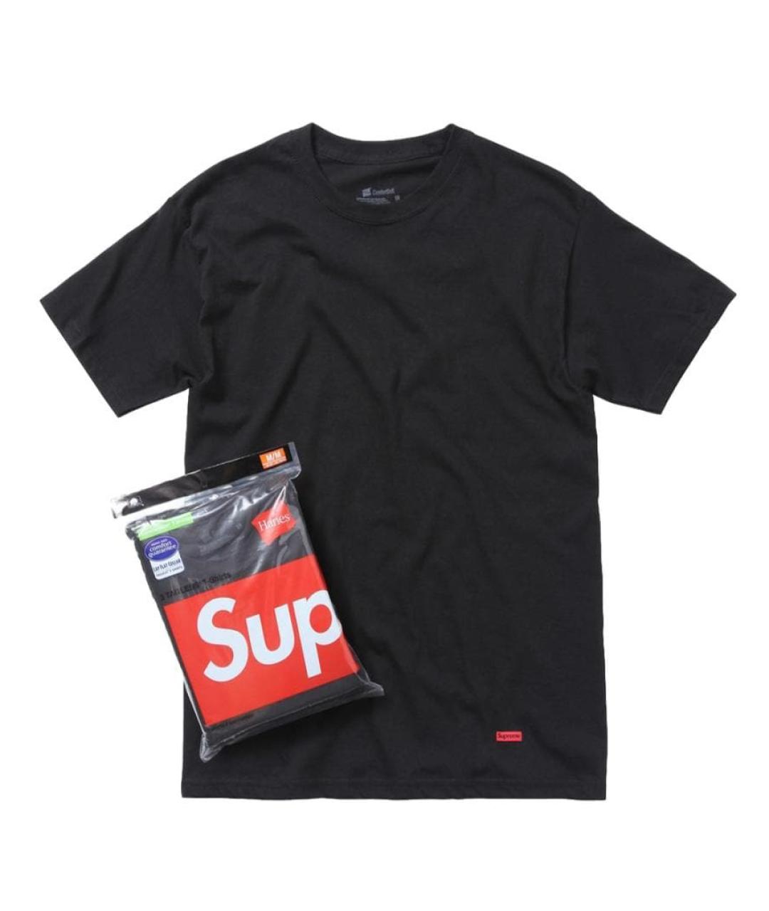 SUPREME Черная хлопковая футболка, фото 1