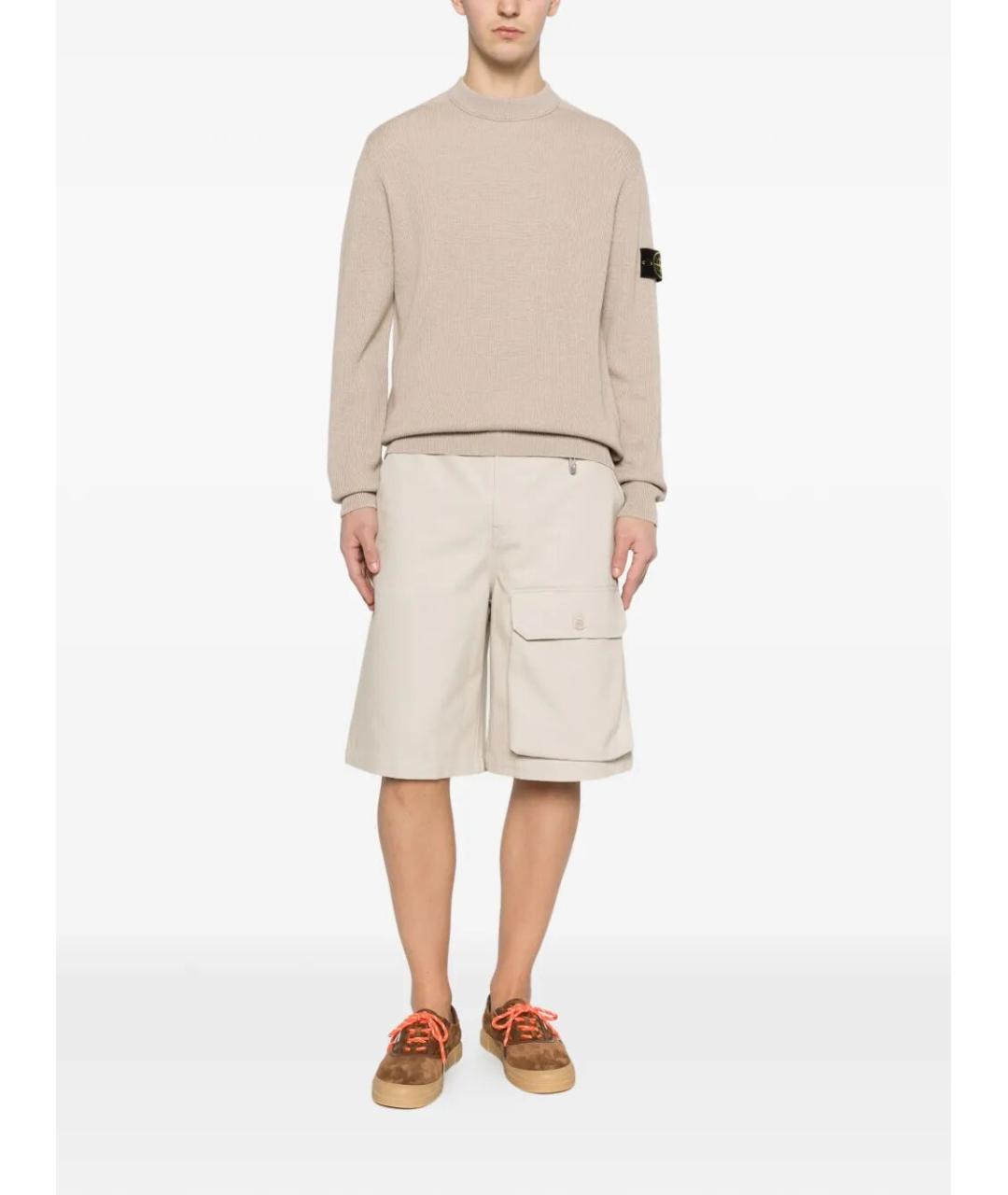 STONE ISLAND Бежевый хлопковый джемпер / свитер, фото 2