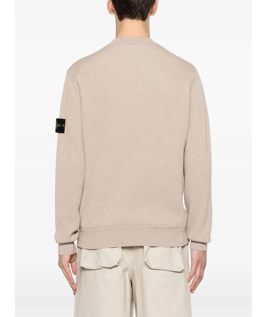 STONE ISLAND Бежевый хлопковый джемпер / свитер, фото 3