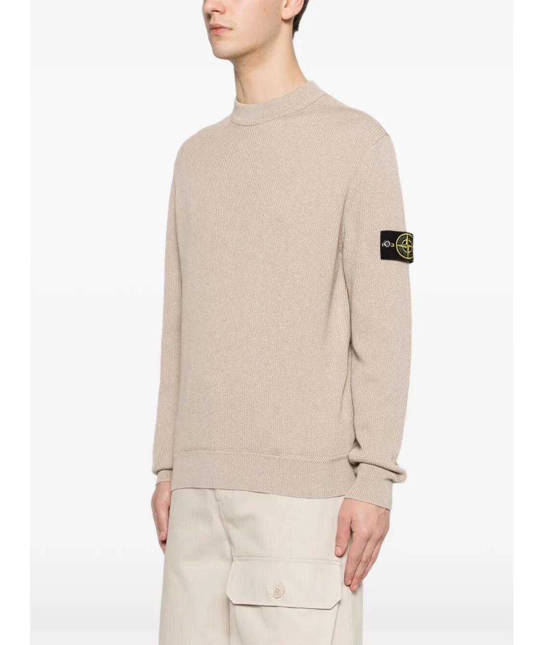 STONE ISLAND Бежевый хлопковый джемпер / свитер, фото 5