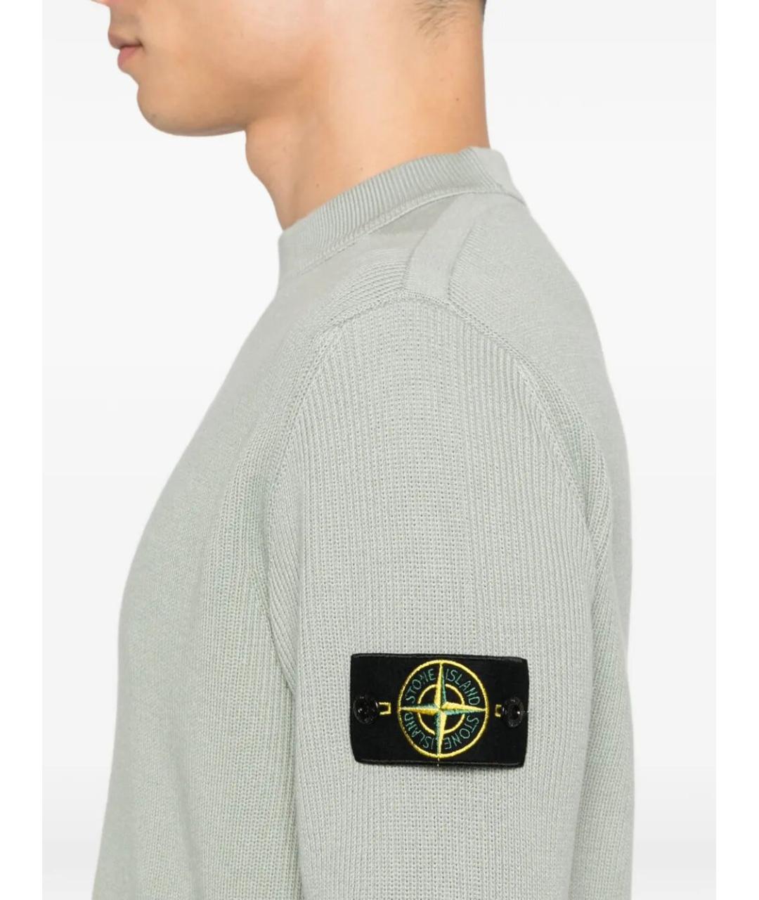 STONE ISLAND Зеленый хлопковый джемпер / свитер, фото 4
