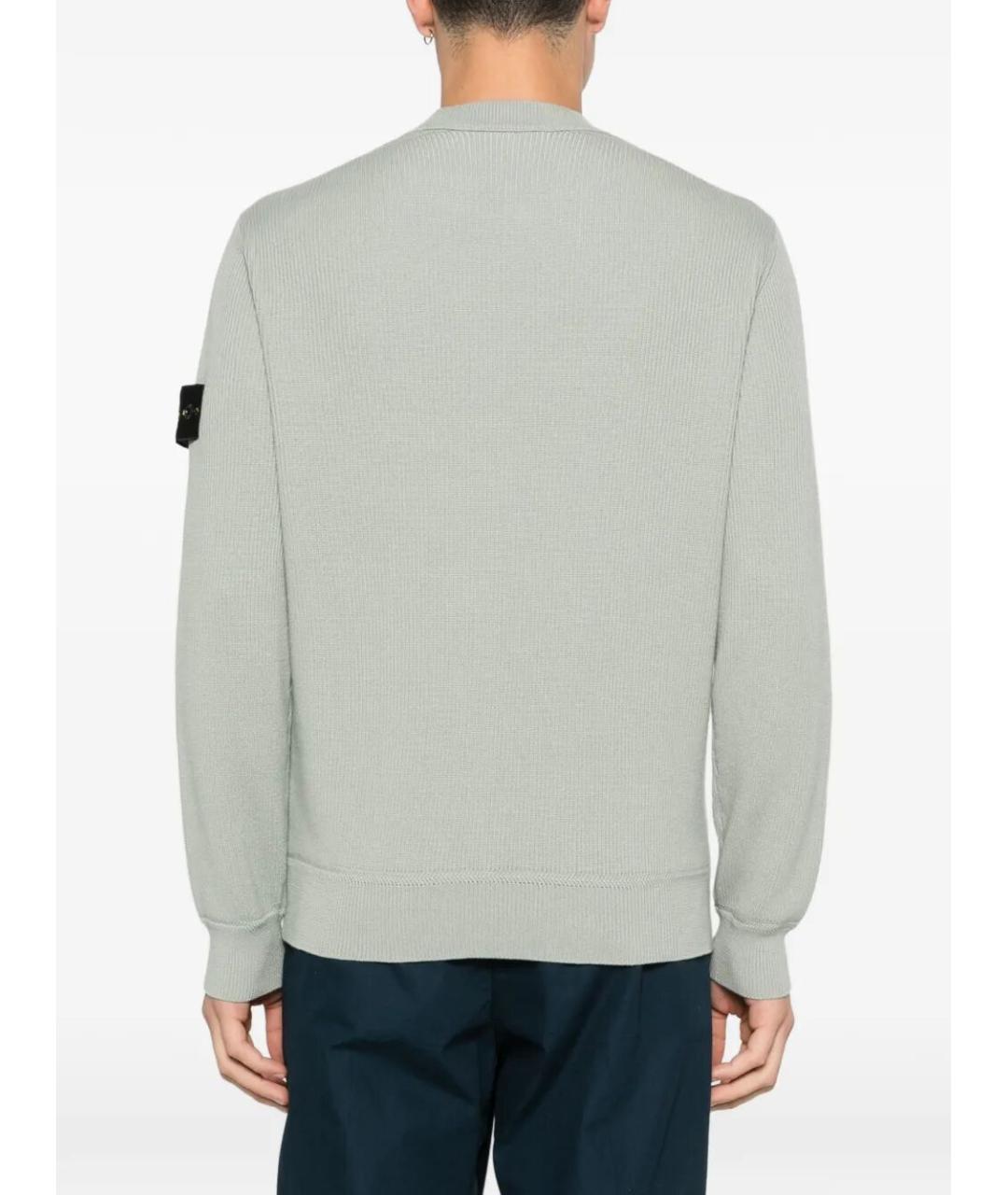 STONE ISLAND Зеленый хлопковый джемпер / свитер, фото 3