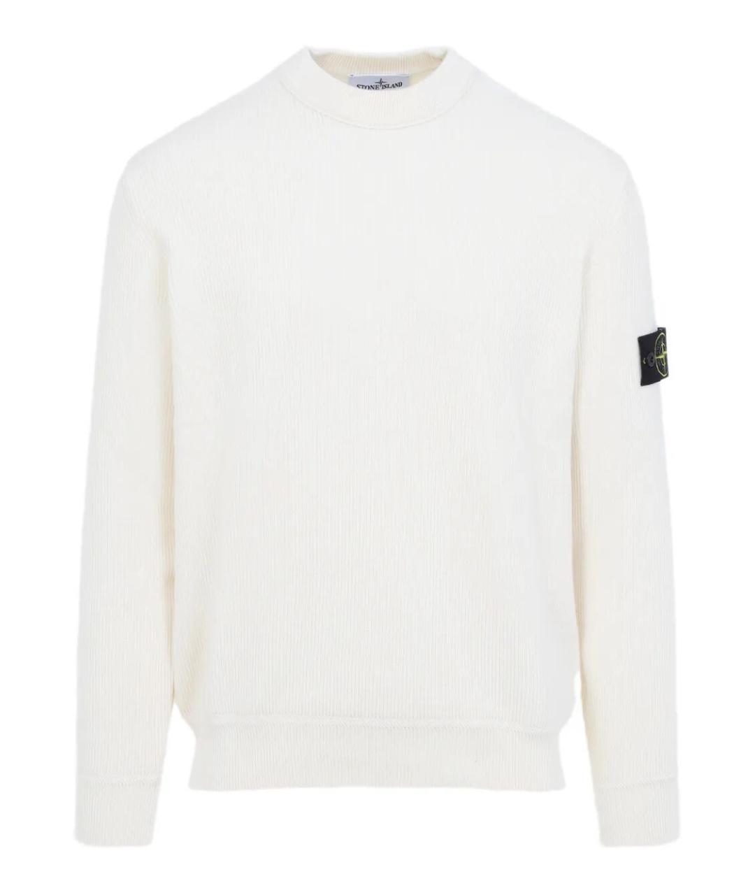 STONE ISLAND Белый хлопковый джемпер / свитер, фото 1