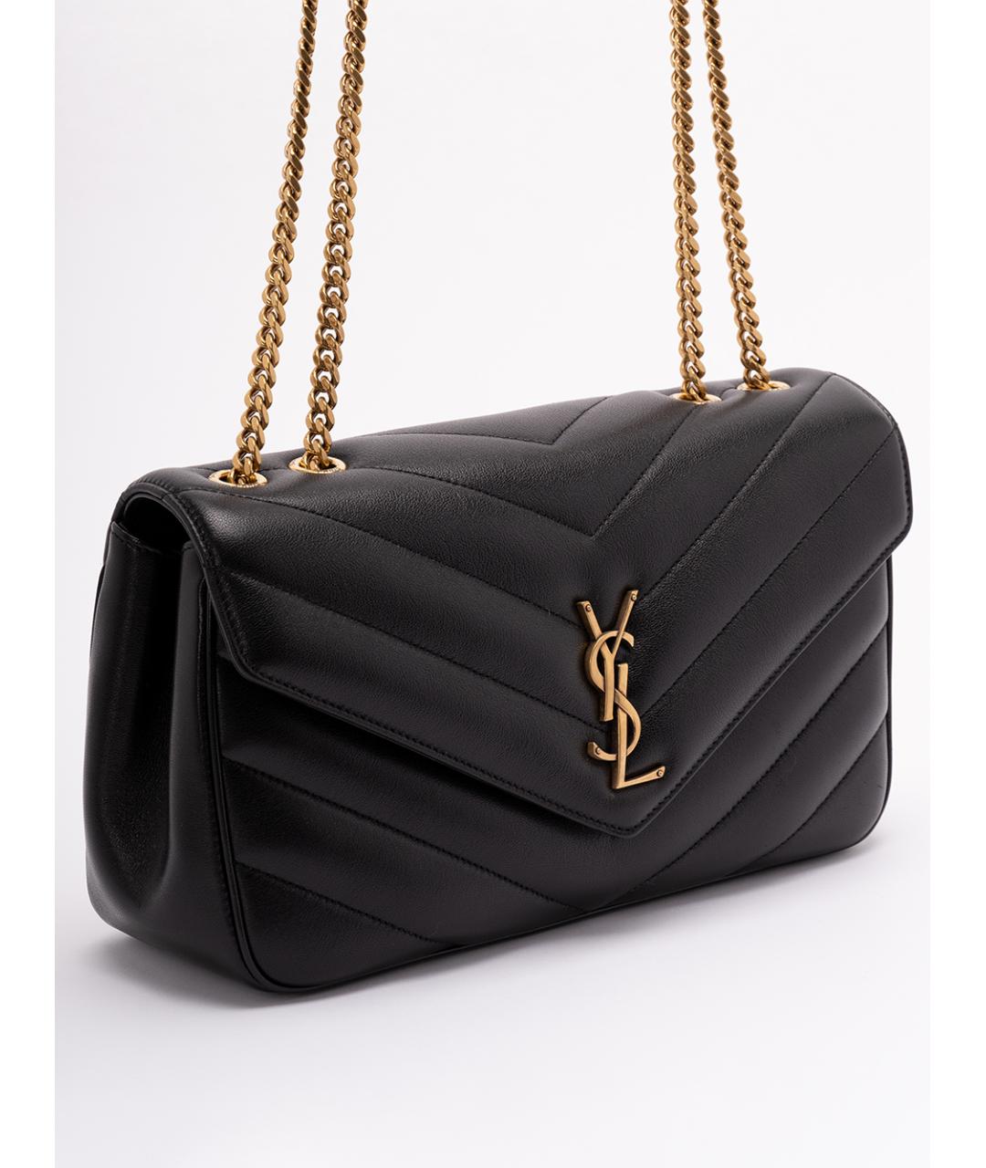 SAINT LAURENT Черная кожаная сумка через плечо, фото 3