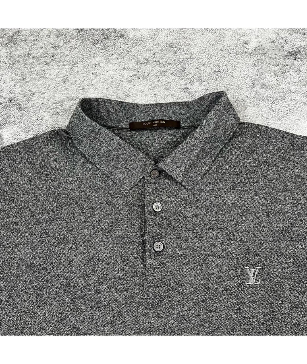 LOUIS VUITTON Серое хлопковое поло с коротким рукавом, фото 2