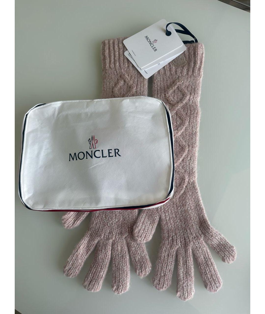 MONCLER Розовые шерстяные перчатки, фото 4