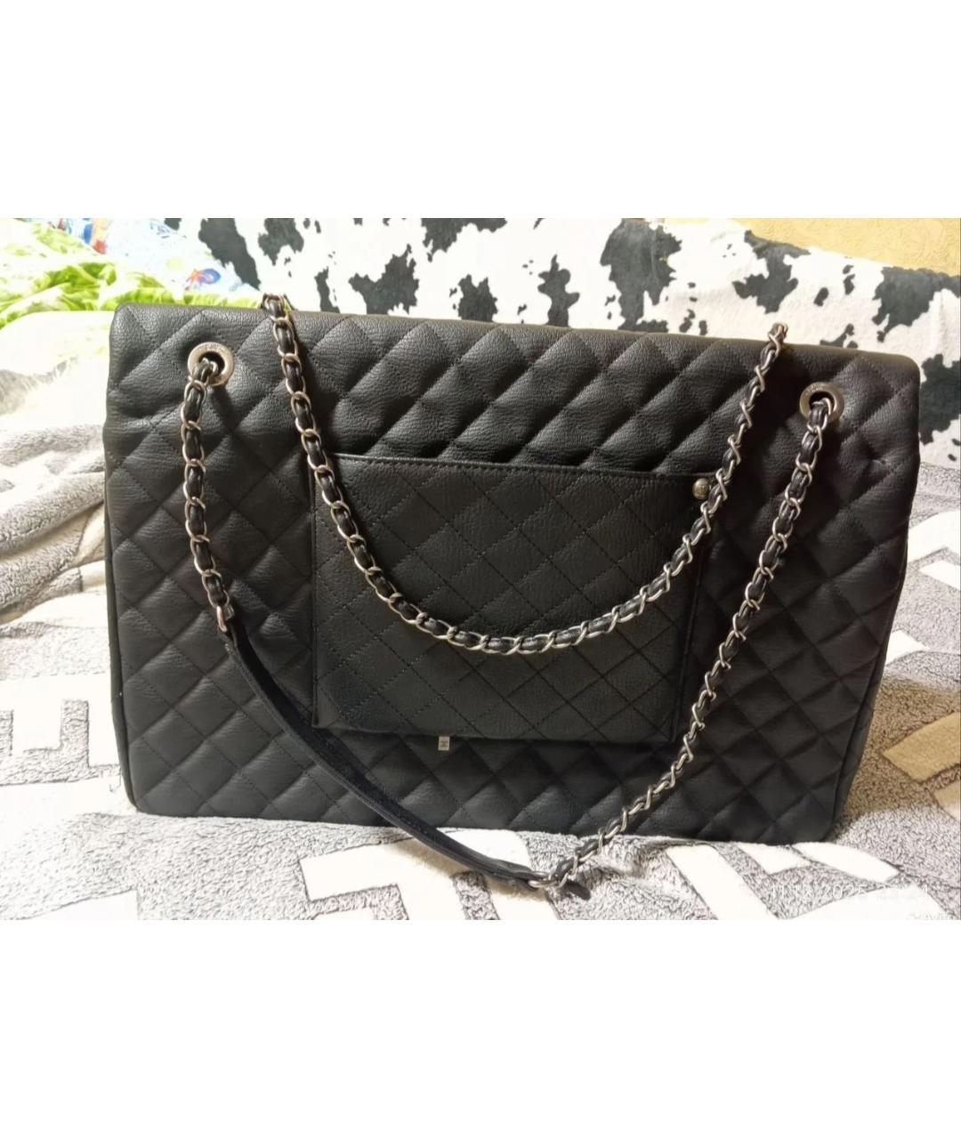 CHANEL Черная кожаная дорожная/спортивная сумка, фото 7