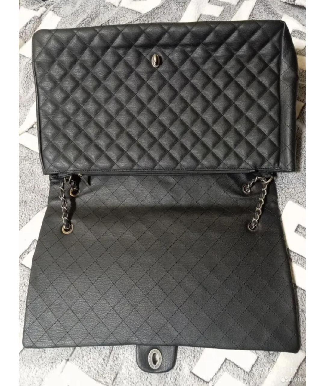 CHANEL Черная кожаная дорожная/спортивная сумка, фото 3