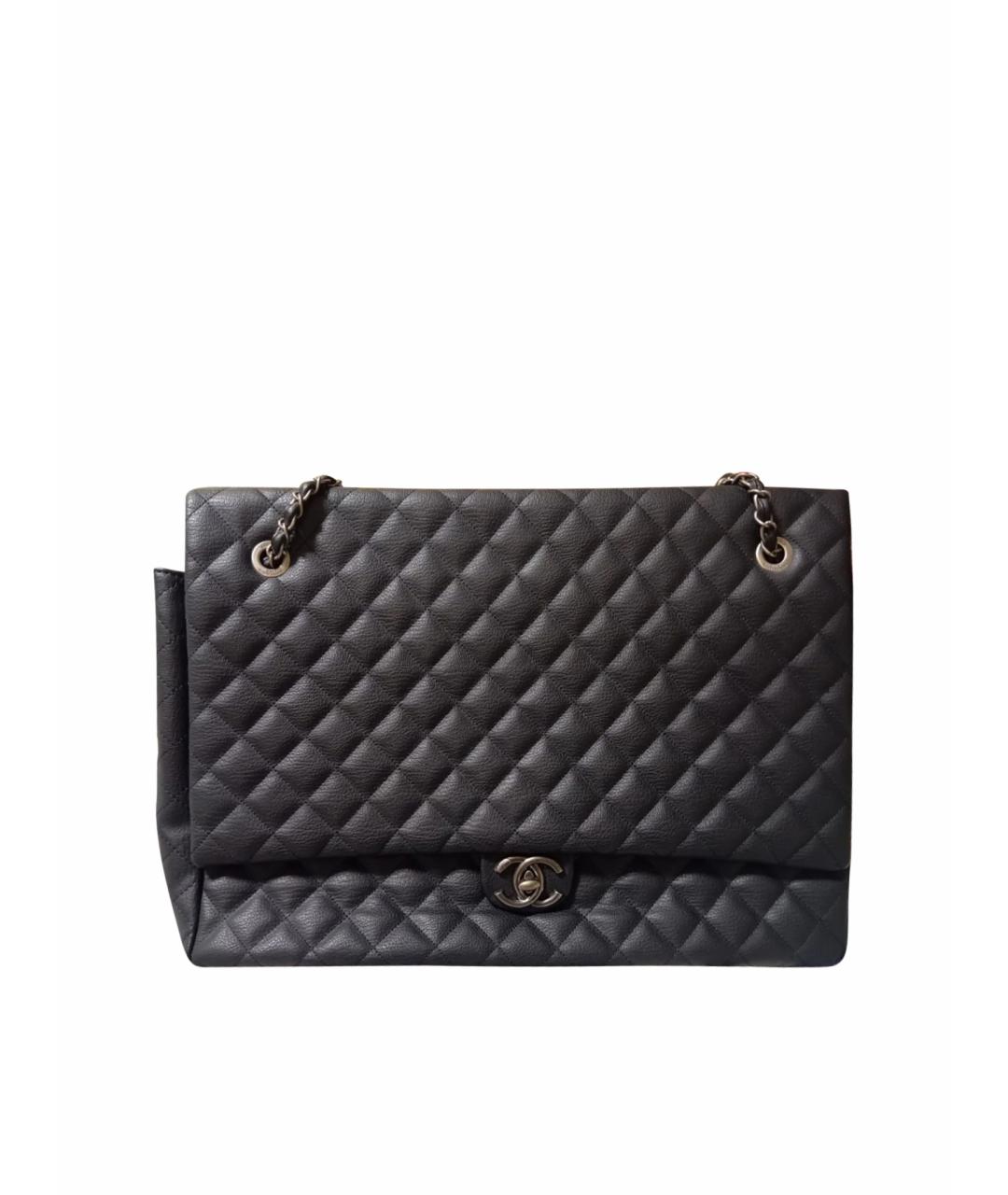 CHANEL Черная кожаная дорожная/спортивная сумка, фото 1