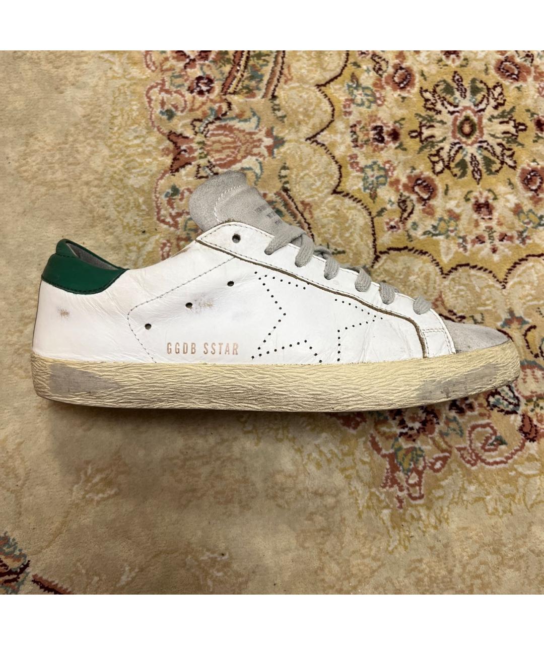 GOLDEN GOOSE Белые кожаные низкие кроссовки / кеды, фото 9