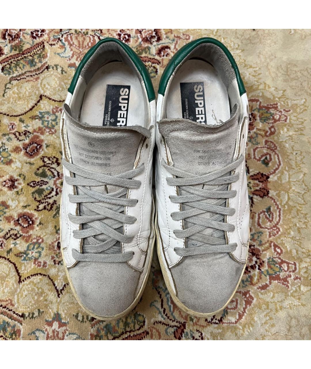 GOLDEN GOOSE Белые кожаные низкие кроссовки / кеды, фото 2