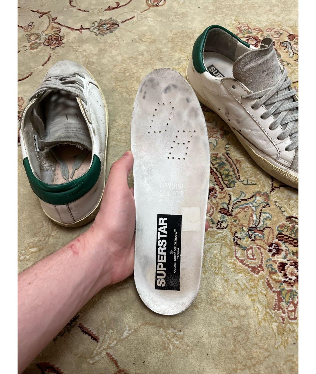 GOLDEN GOOSE Белые кожаные низкие кроссовки / кеды, фото 8