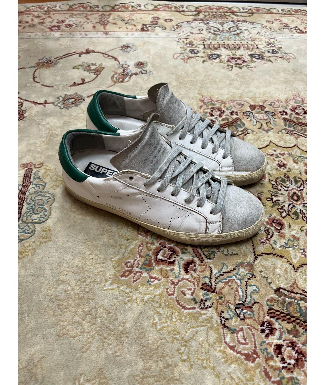 GOLDEN GOOSE Белые кожаные низкие кроссовки / кеды, фото 5