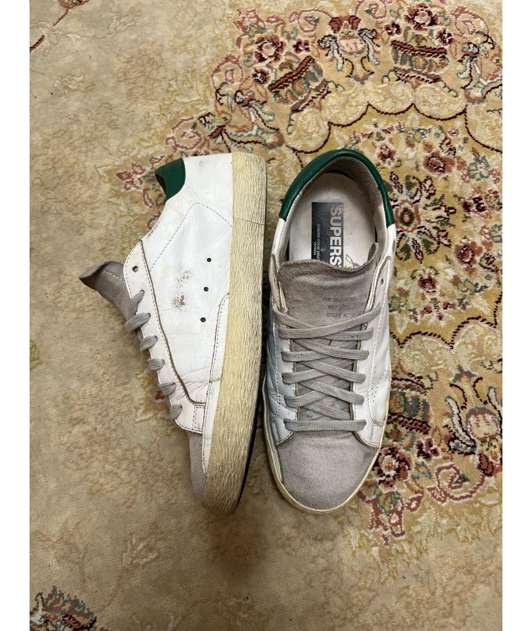 GOLDEN GOOSE Белые кожаные низкие кроссовки / кеды, фото 6