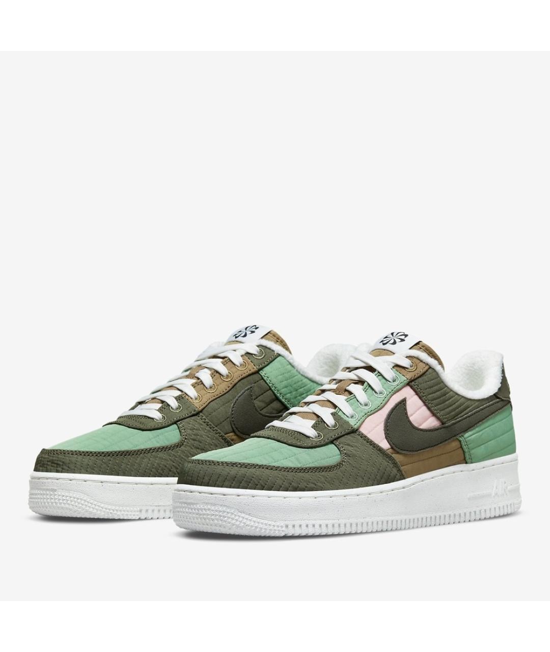 NIKE Зеленые синтетические низкие кроссовки / кеды, фото 2