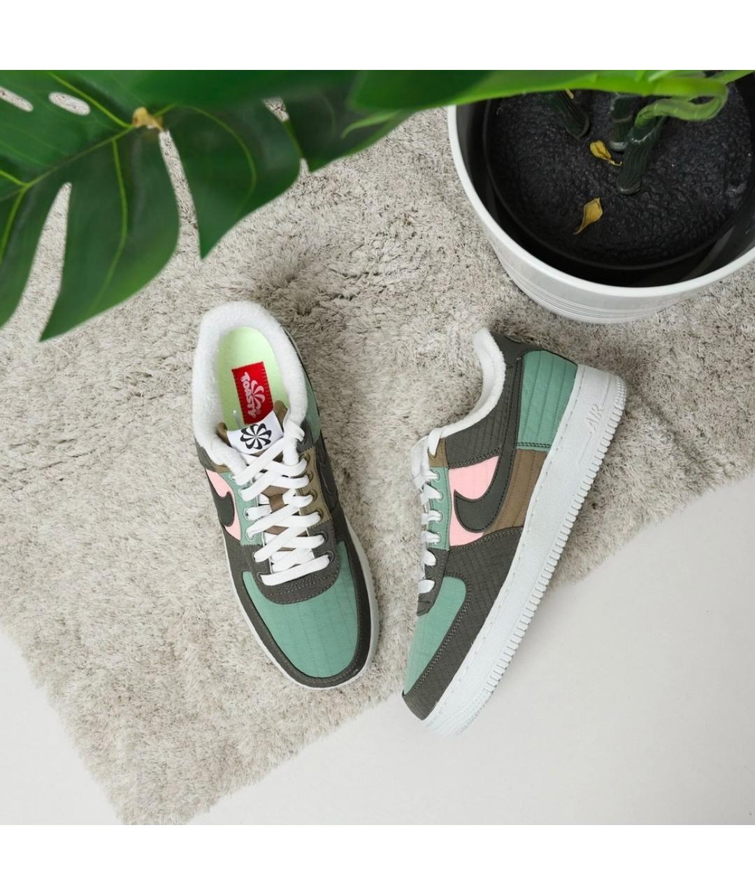 NIKE Зеленые синтетические низкие кроссовки / кеды, фото 9