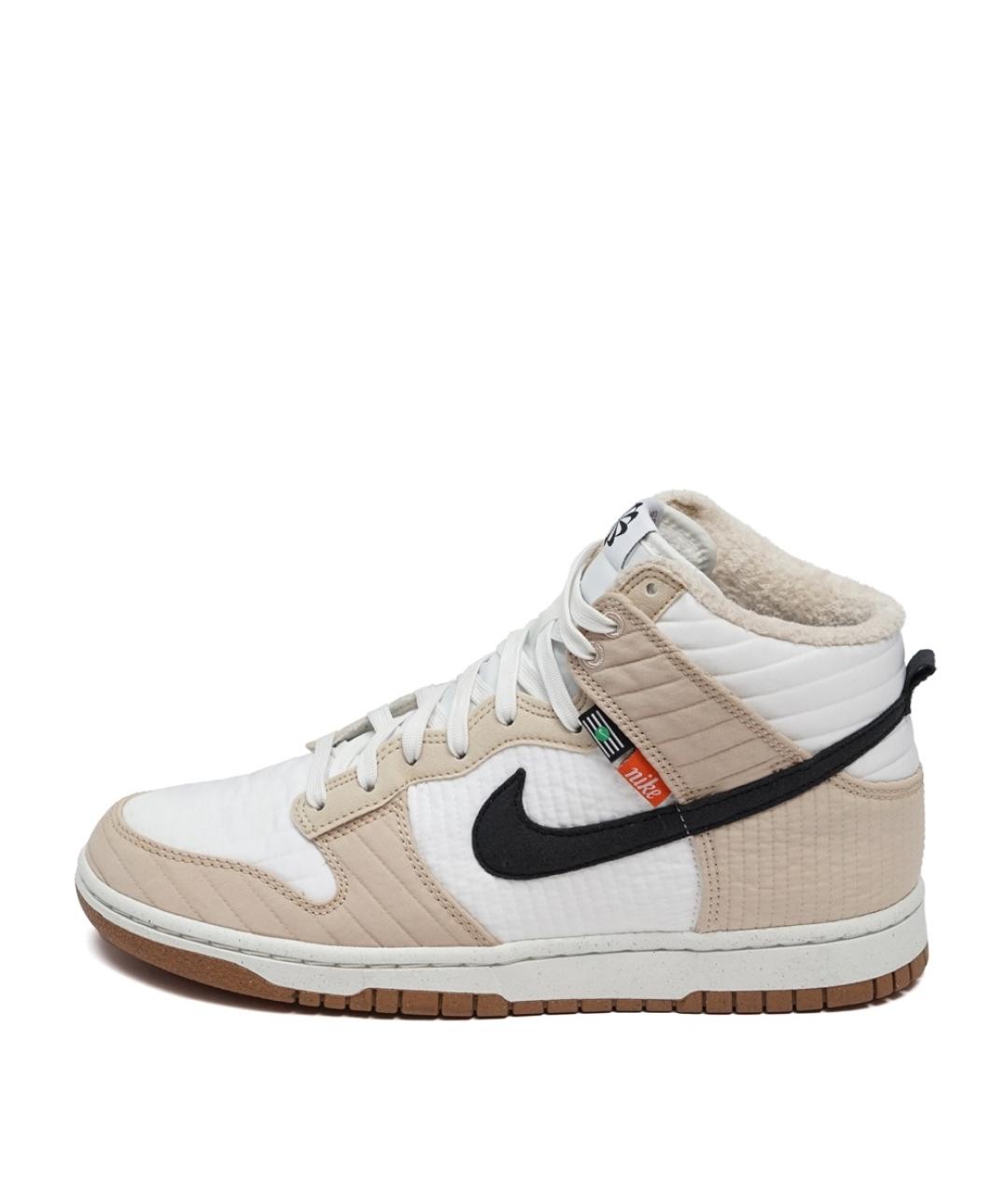 NIKE Бежевые текстильные высокие кроссовки / кеды, фото 7