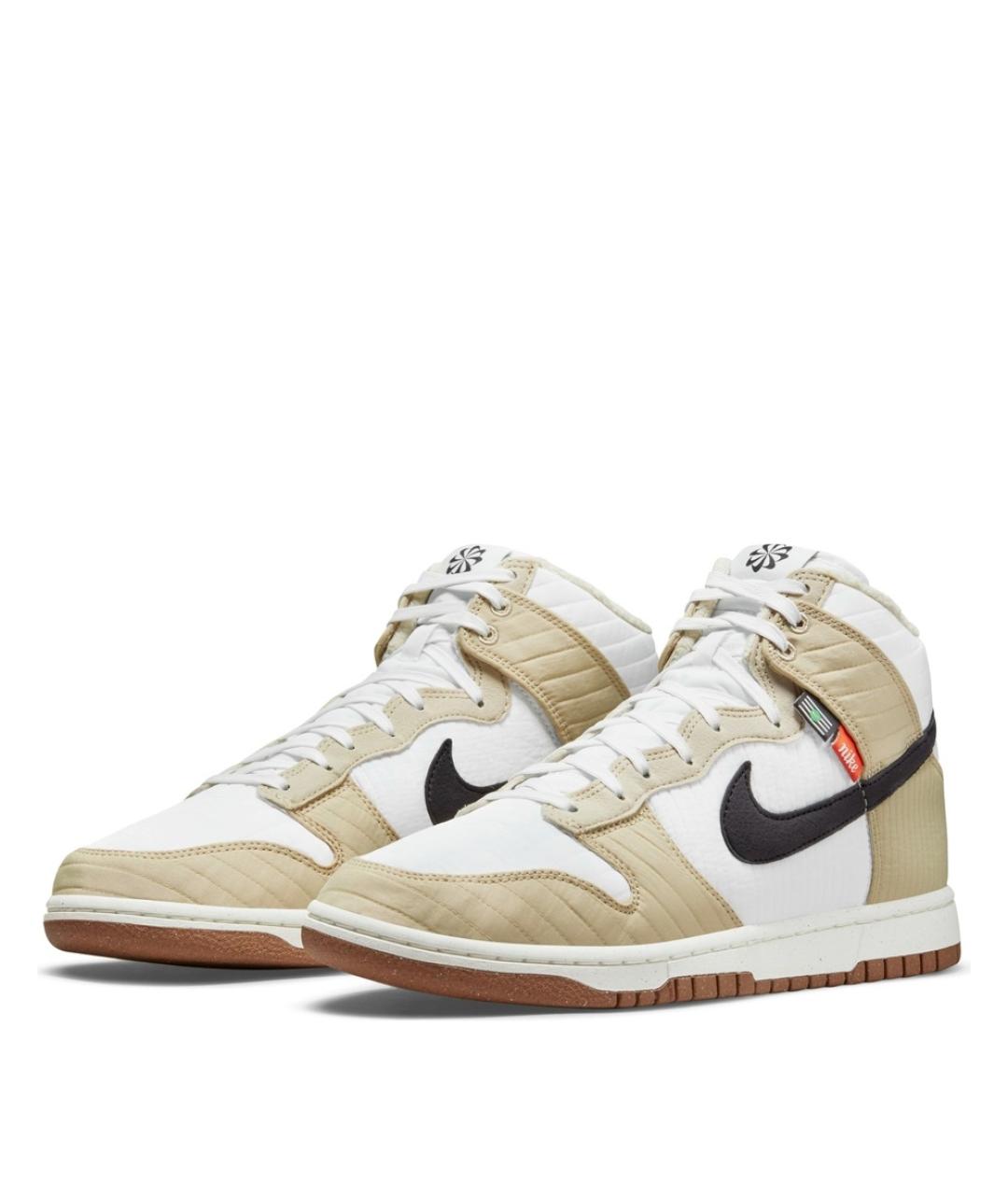 NIKE Бежевые текстильные высокие кроссовки / кеды, фото 2
