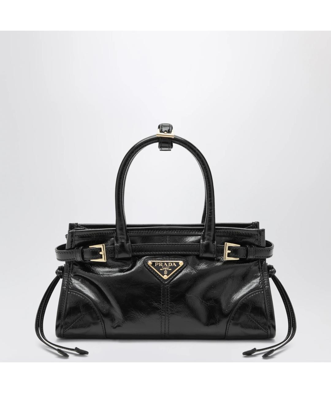 PRADA Черная сумка тоут из лакированной кожи, фото 3