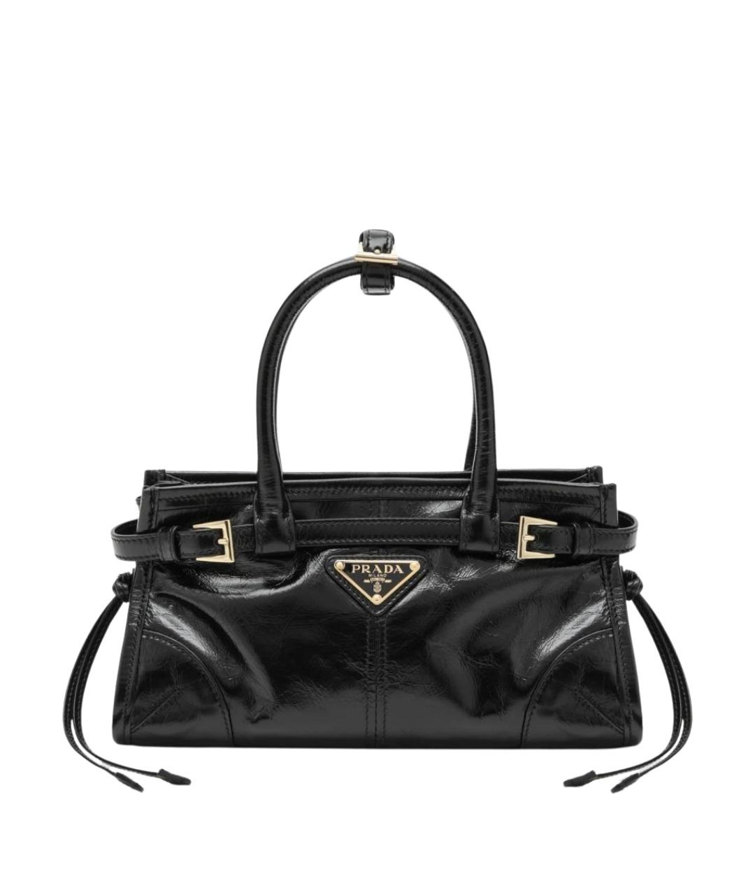 PRADA Черная сумка тоут из лакированной кожи, фото 1