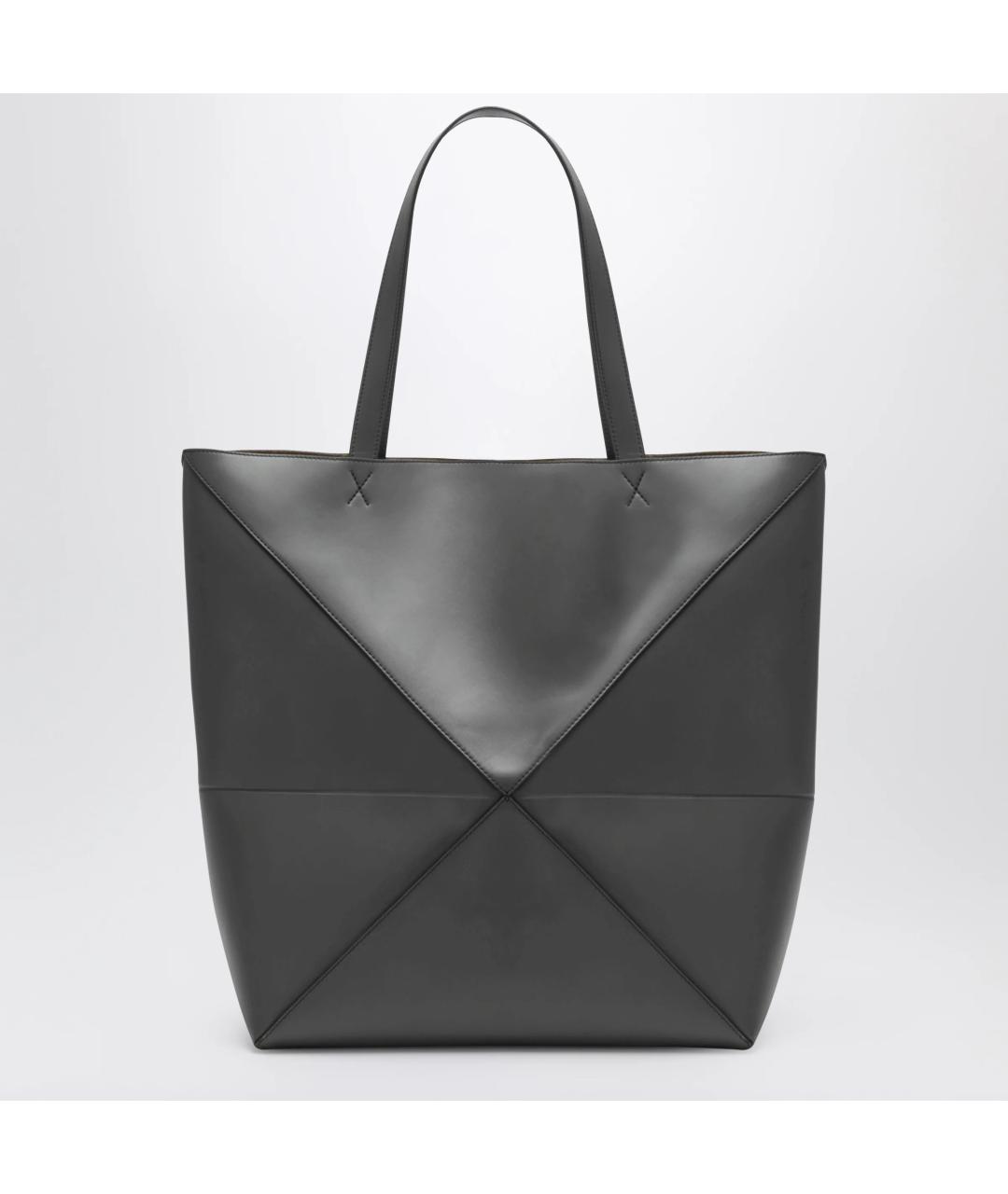 LOEWE Антрацитовая кожаная сумка тоут, фото 2