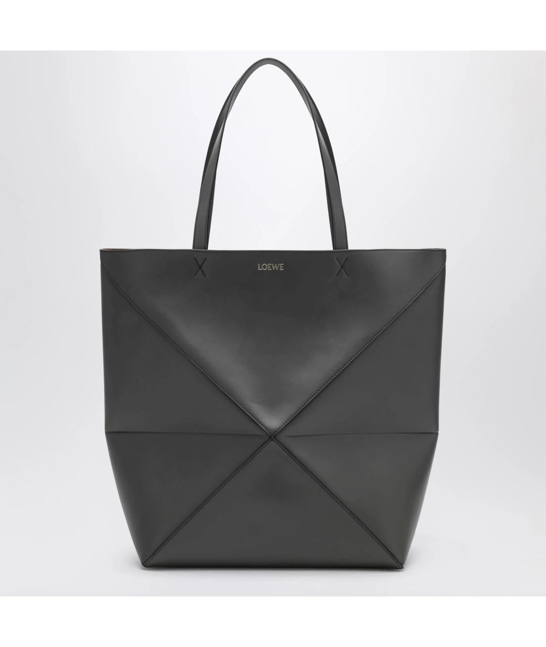 LOEWE Антрацитовая кожаная сумка тоут, фото 3