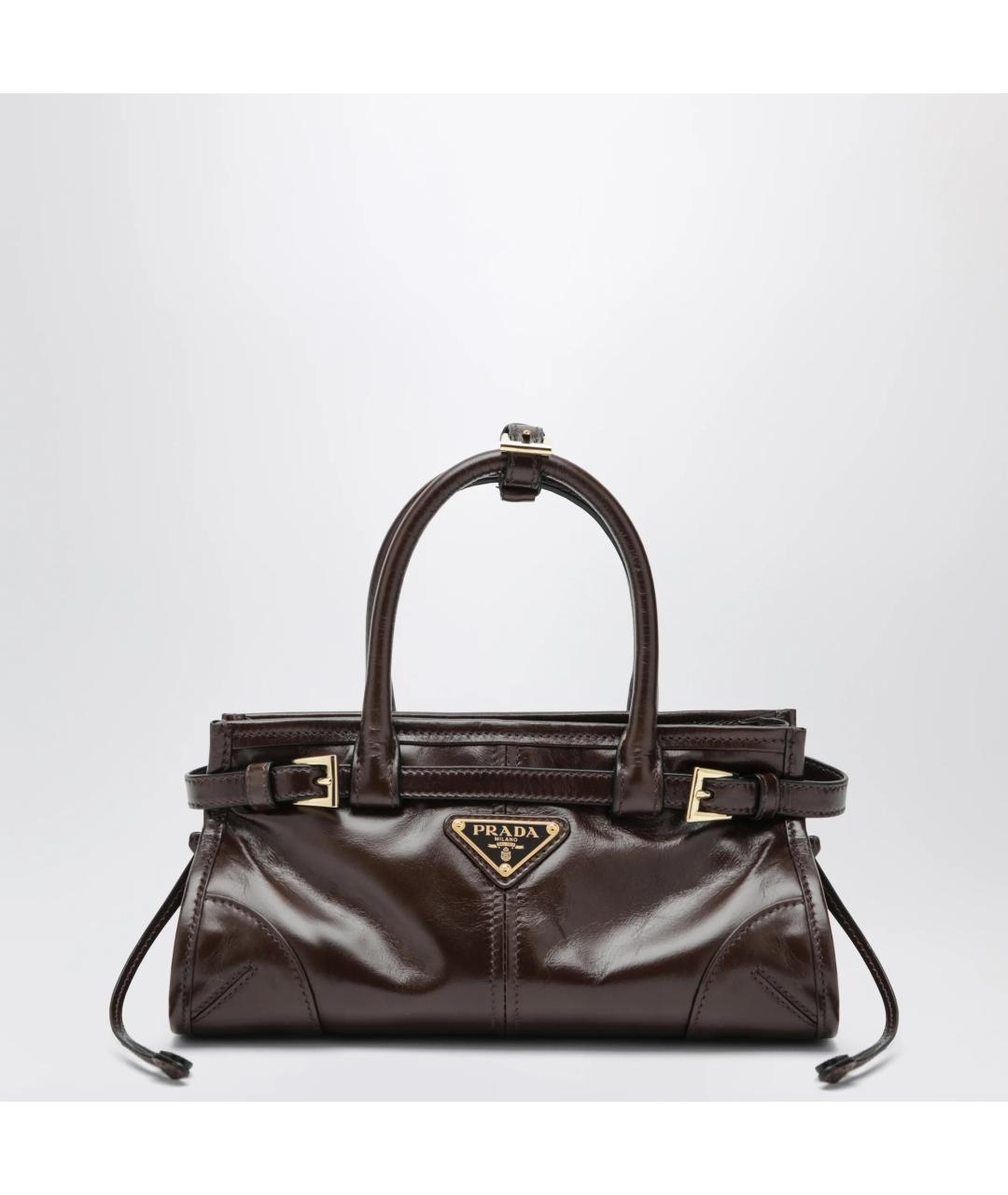 PRADA Коричневая сумка тоут из лакированной кожи, фото 3