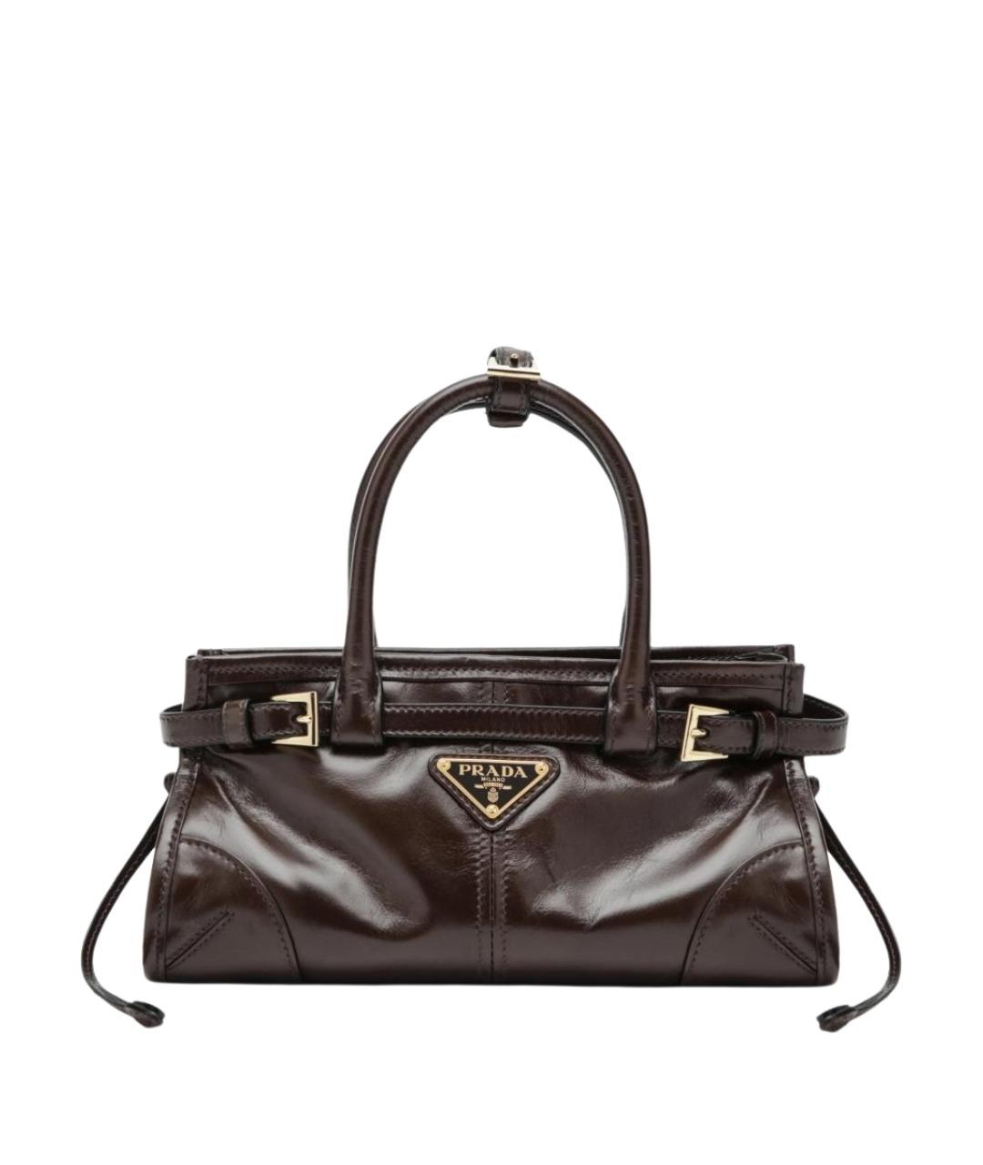 PRADA Коричневая сумка тоут из лакированной кожи, фото 1