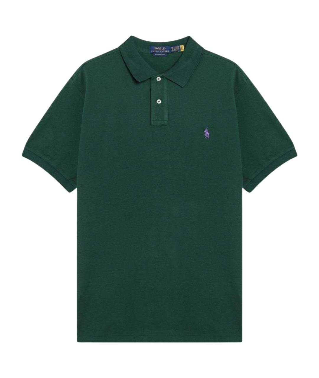 POLO RALPH LAUREN Зеленое хлопковое поло с коротким рукавом, фото 1