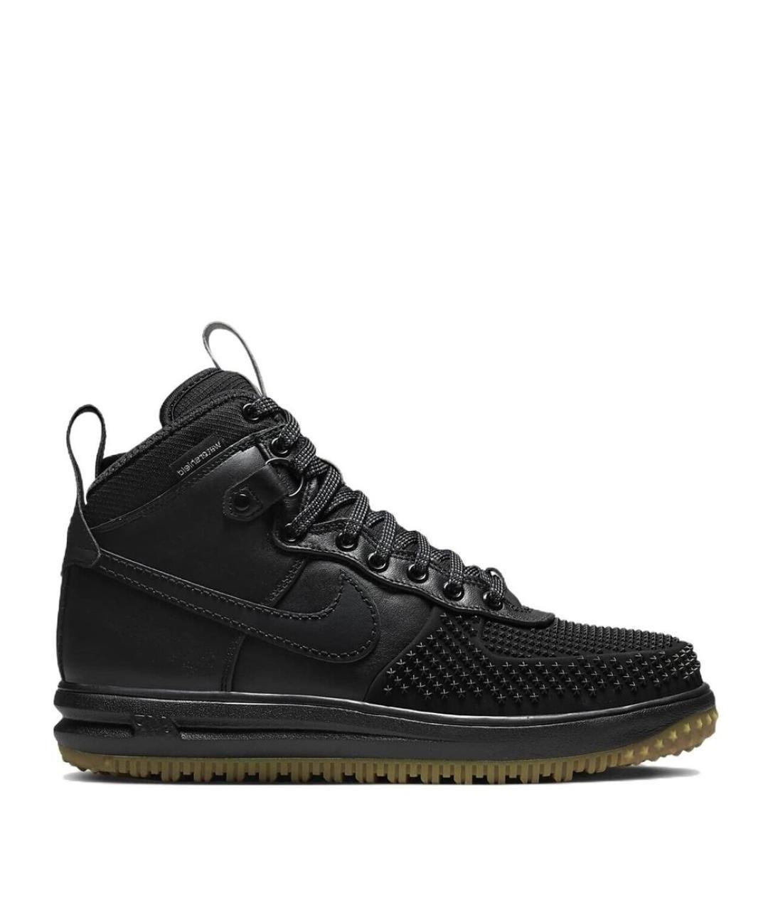 NIKE Черные кожаные высокие кроссовки / кеды, фото 1